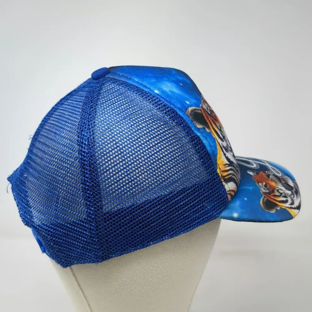 Blue Tigres del Licey Trucker Hat One Size Tiger Print Snapback Mesh Baseball